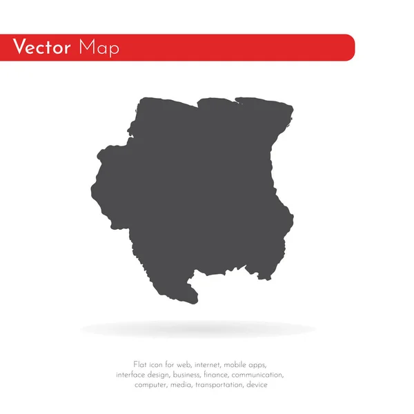 地図スリナム 分離されたイラスト 白い背景に黒 — ストック写真
