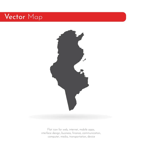 地図チュニジア 分離されたイラスト 白い背景に黒 — ストック写真