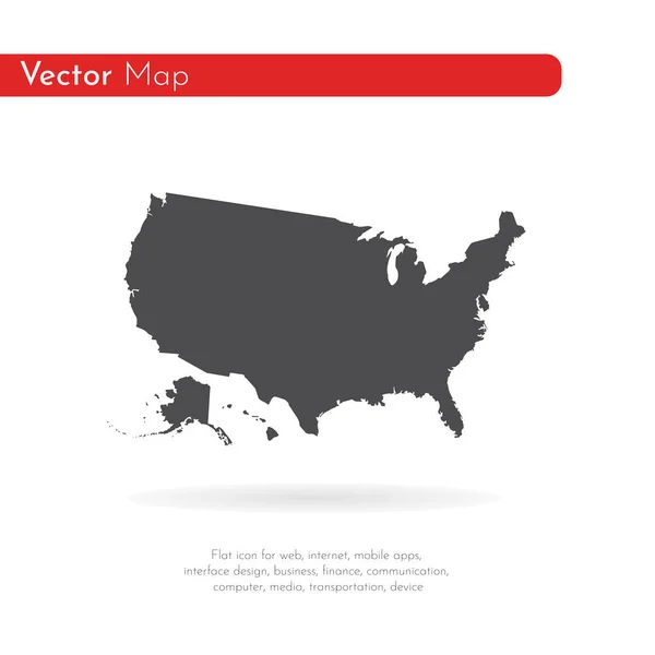 地図Usa 分離されたイラスト 白い背景に黒 — ストック写真