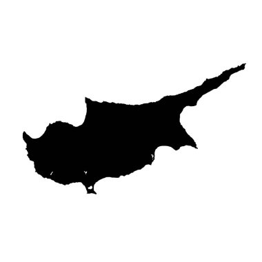 harita Kıbrıs. İzole İllüstrasyon. Beyaz arka plan üzerinde siyah.