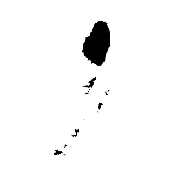 Mapa São Vicente Granadinas Ilustração Isolada Preto Fundo Branco — Fotografia de Stock