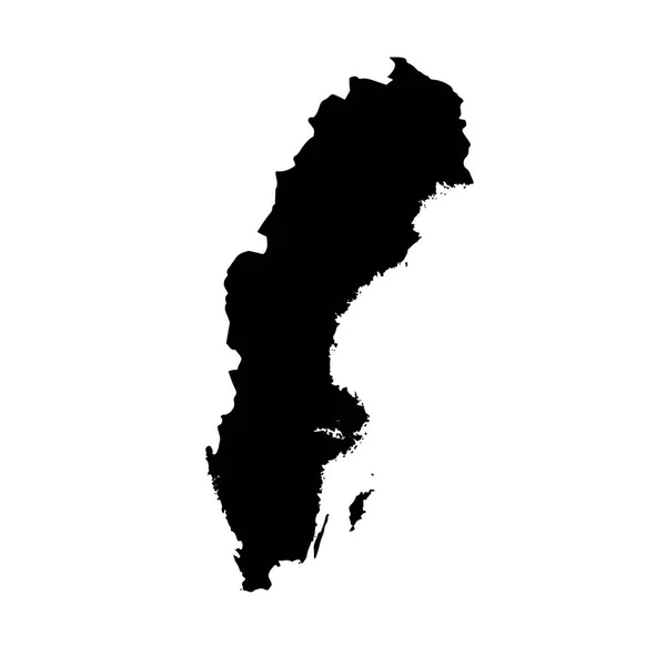 地図スウェーデン 分離されたイラスト 白い背景に黒 — ストック写真
