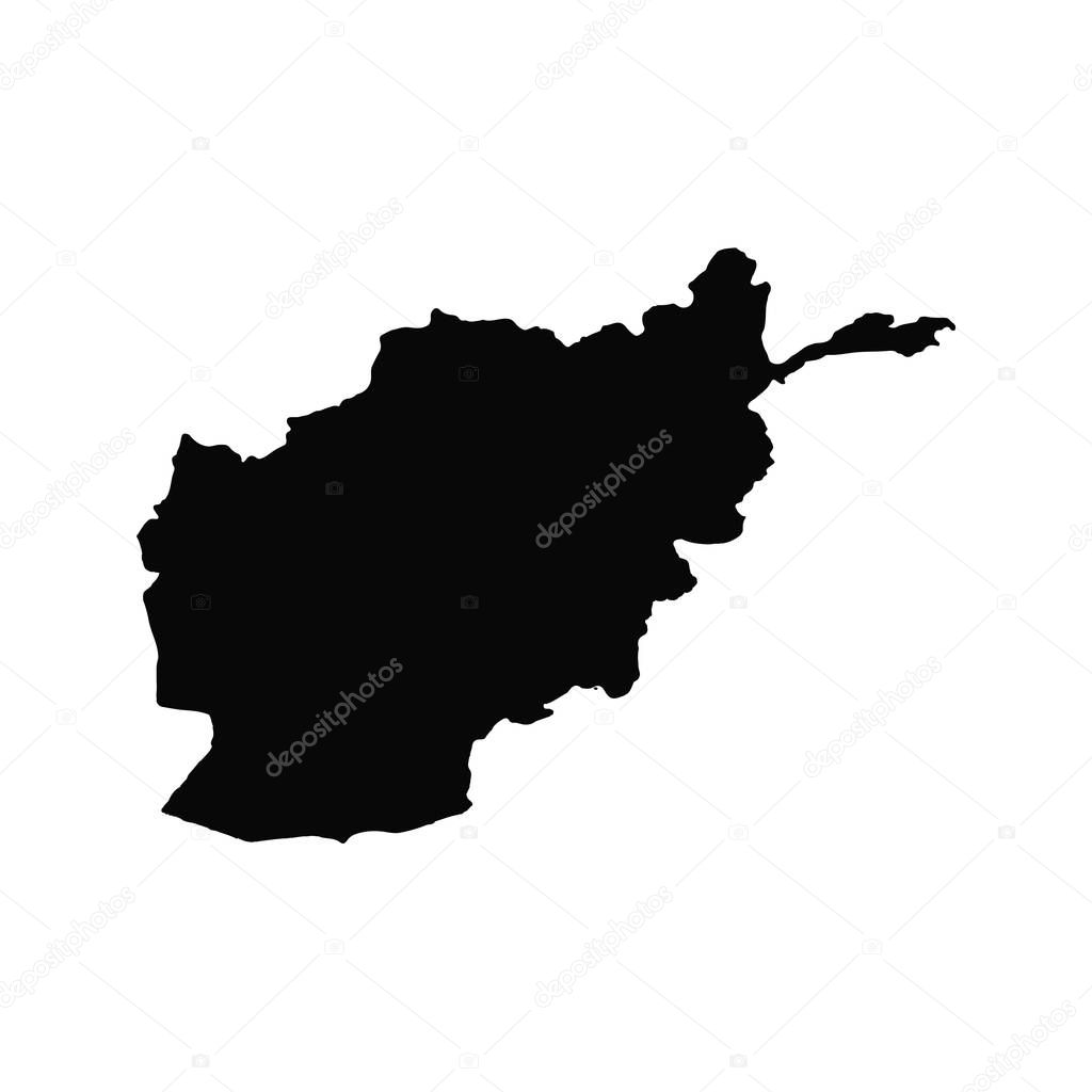 map Afghanistan. Isolated Illustration. Black on White background.
