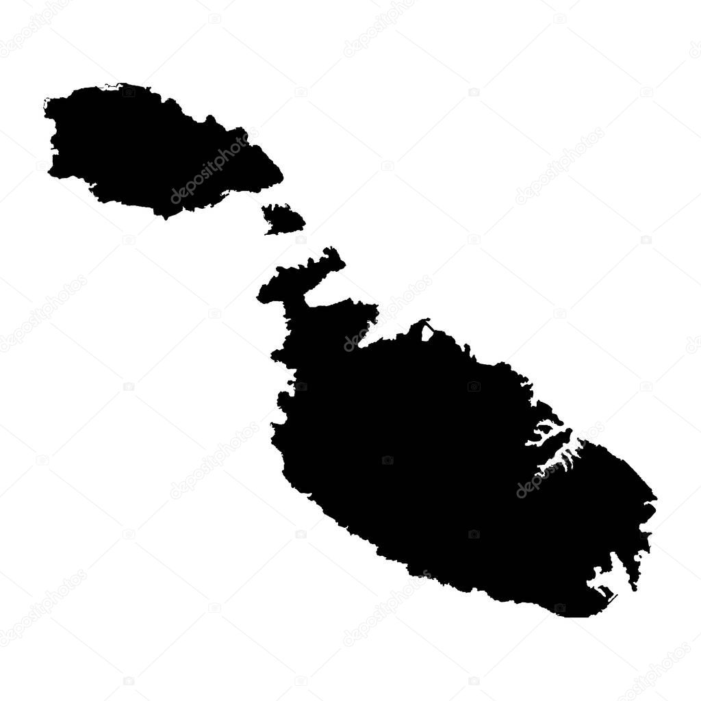 map Malta. Isolated Illustration. Black on White background.