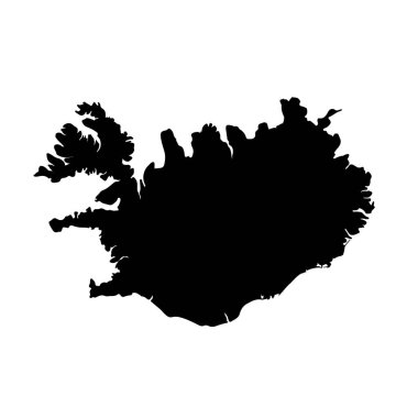 Harita İzlanda. İzole İllüstrasyon. Beyaz arka plan üzerinde siyah.