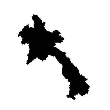 Harita Laos. İzole İllüstrasyon. Beyaz arka plan üzerinde siyah.