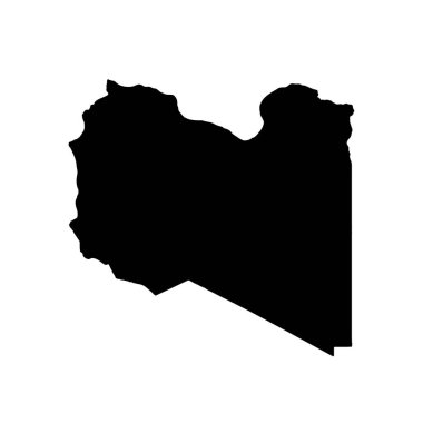 Harita Libya. İzole İllüstrasyon. Beyaz arka plan üzerinde siyah.