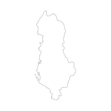 Harita Arnavutluk. İzole İllüstrasyon. Beyaz arka plan üzerinde siyah.