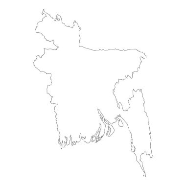 harita Bangladeş. İzole İllüstrasyon. Beyaz arka plan üzerinde siyah.