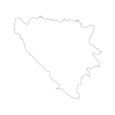 Bosna-Hersek haritasını gösterin. İzole İllüstrasyon. Beyaz arka plan üzerinde siyah.