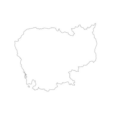 Harita Kamboçya. İzole İllüstrasyon. Beyaz arka plan üzerinde siyah.