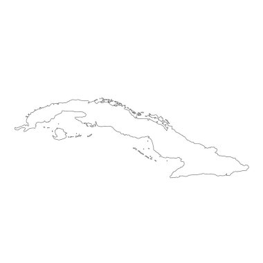 Harita Küba. İzole İllüstrasyon. Beyaz arka plan üzerinde siyah.