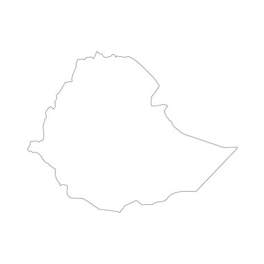 Harita Etiyopya. İzole İllüstrasyon. Beyaz arka plan üzerinde siyah.