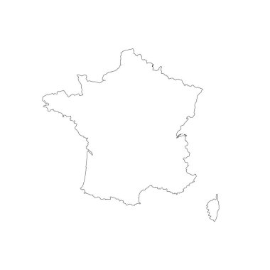 Harita Fransa. İzole İllüstrasyon. Beyaz arka plan üzerinde siyah.