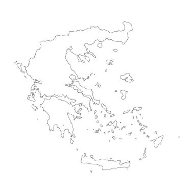 harita Yunanistan. İzole İllüstrasyon. Beyaz arka plan üzerinde siyah.