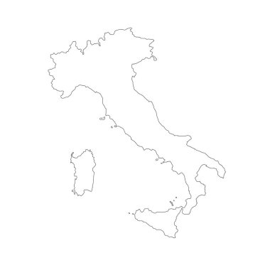 Harita İtalya. İzole İllüstrasyon. Beyaz arka plan üzerinde siyah.