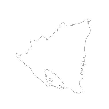 harita Nikaragua. İzole İllüstrasyon. Beyaz arka plan üzerinde siyah.