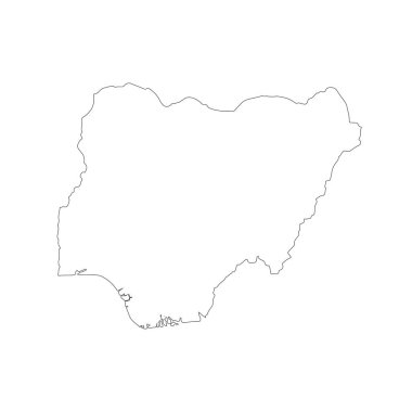 harita Nijerya. İzole İllüstrasyon. Beyaz arka plan üzerinde siyah.