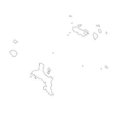 Harita Seyşeller ve Victoria. İzole İllüstrasyon. Beyaz arka plan üzerinde siyah.