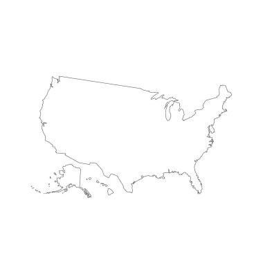 harita Abd. İzole İllüstrasyon. Beyaz arka plan üzerinde siyah.