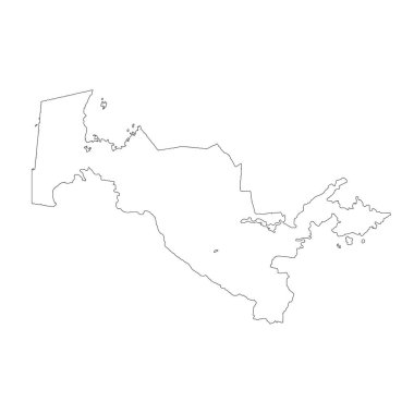 harita Özbekistan. İzole İllüstrasyon. Beyaz arka plan üzerinde siyah.