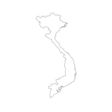 Vietnam haritası. İzole İllüstrasyon. Beyaz arka plan üzerinde siyah.