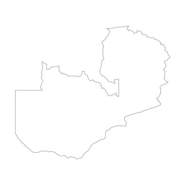 Harita Zambiya. İzole İllüstrasyon. Beyaz arka plan üzerinde siyah.