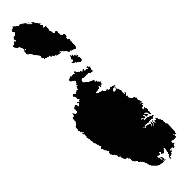 Kaart Malta Geïsoleerde Illustratie Zwart Witte Achtergrond — Stockfoto