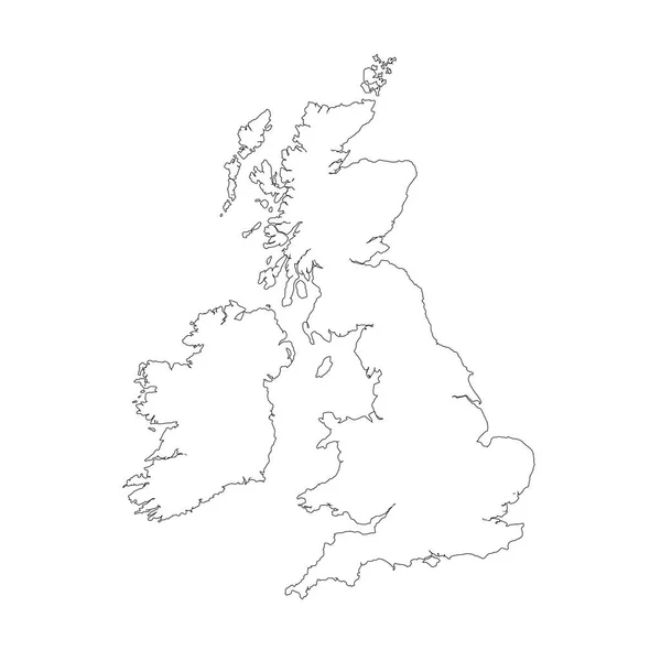 Harita Büyük Britanya. İzole İllüstrasyon. Beyaz arka plan üzerinde siyah.