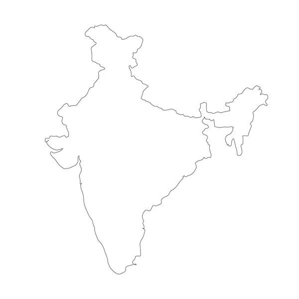 インドをマップします 分離されたイラスト 白い背景に黒 — ストック写真