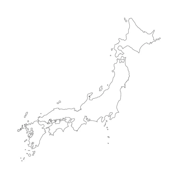 Peta Jepang Ilustrasi Terisolasi Hitam Latar Belakang Putih — Stok Foto