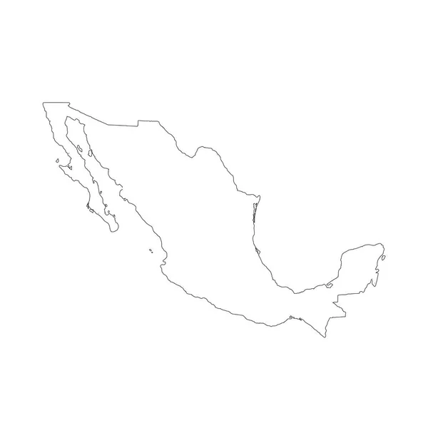 Mapa México Ilustración Aislada Negro Sobre Fondo Blanco —  Fotos de Stock