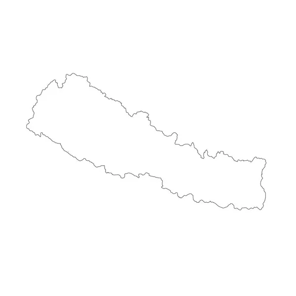 地图尼泊尔 独立插图 白色背景上的黑色 — 图库照片