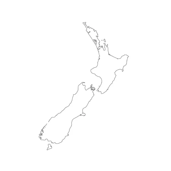 Kaart Nieuw Zeeland Geïsoleerde Illustratie Zwart Witte Achtergrond — Stockfoto