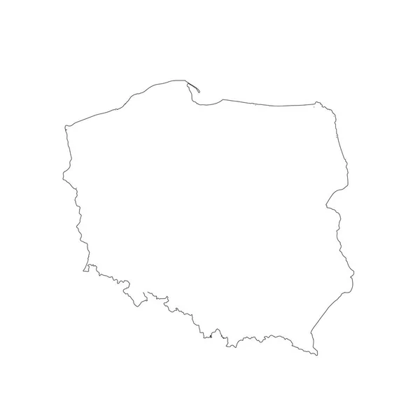 Carte Pologne Illustration Isolée Noir Sur Fond Blanc — Photo