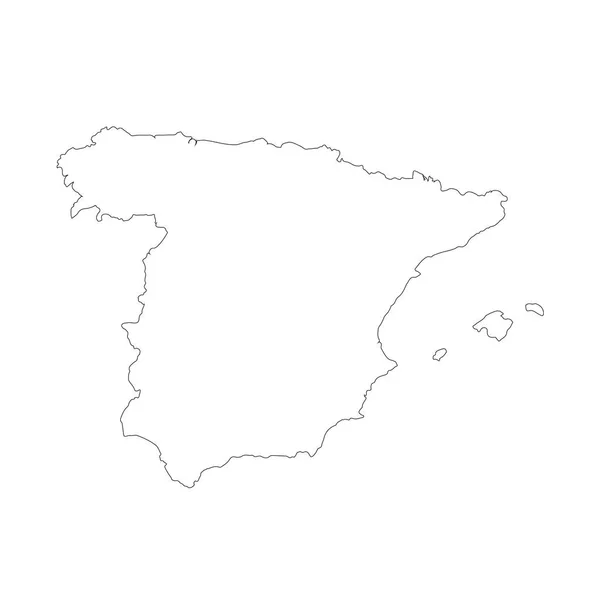 地图西班牙 独立插图 白色背景上的黑色 — 图库照片
