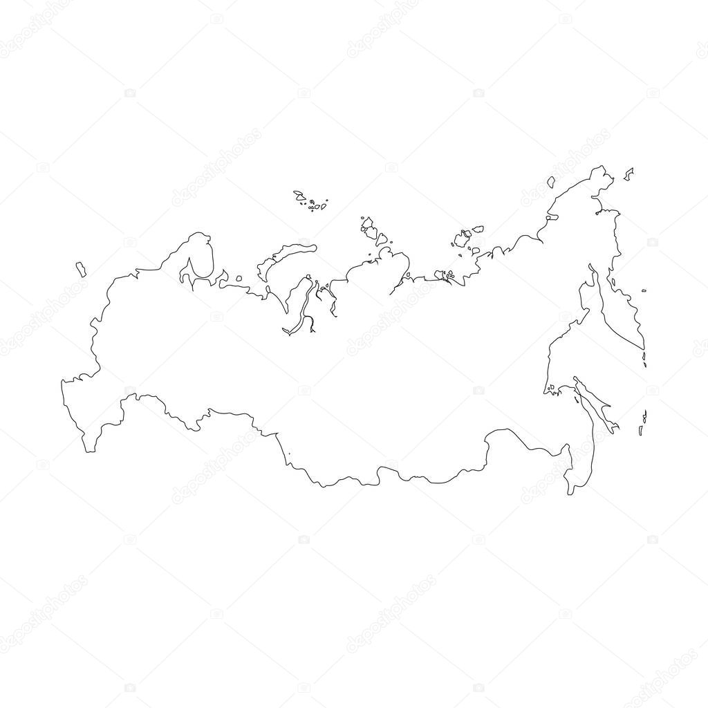 map Russia. Isolated Illustration. Black on White background.