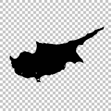 harita Kıbrıs. İzole İllüstrasyon. Beyaz arka plan üzerinde siyah.