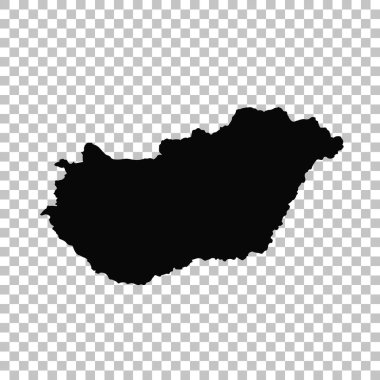harita Macaristan. İzole İllüstrasyon. Beyaz arka plan üzerinde siyah.