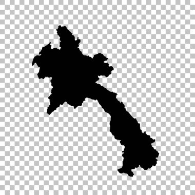 Harita Laos. İzole İllüstrasyon. Beyaz arka plan üzerinde siyah.