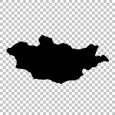 Moğolistan haritası. İzole İllüstrasyon. Beyaz arka plan üzerinde siyah.
