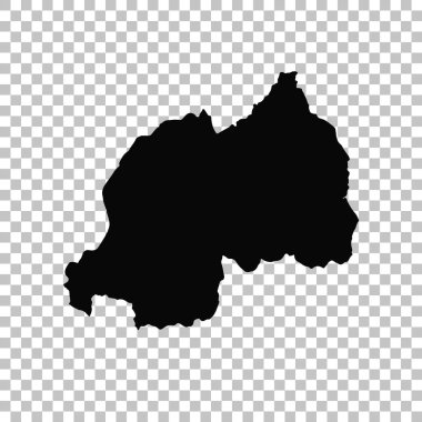 Ruanda haritası. İzole İllüstrasyon. Beyaz arka plan üzerinde siyah.