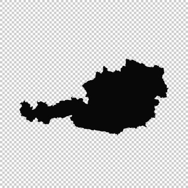 Harita Avusturya. İzole İllüstrasyon. Beyaz arka plan üzerinde siyah.