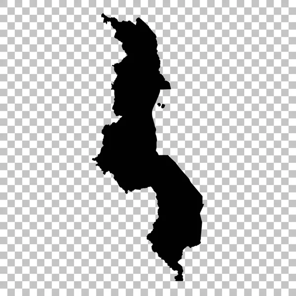 地图马拉维 独立插图 白色背景上的黑色 — 图库照片