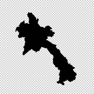 Harita Laos. İzole İllüstrasyon. Beyaz arka plan üzerinde siyah.