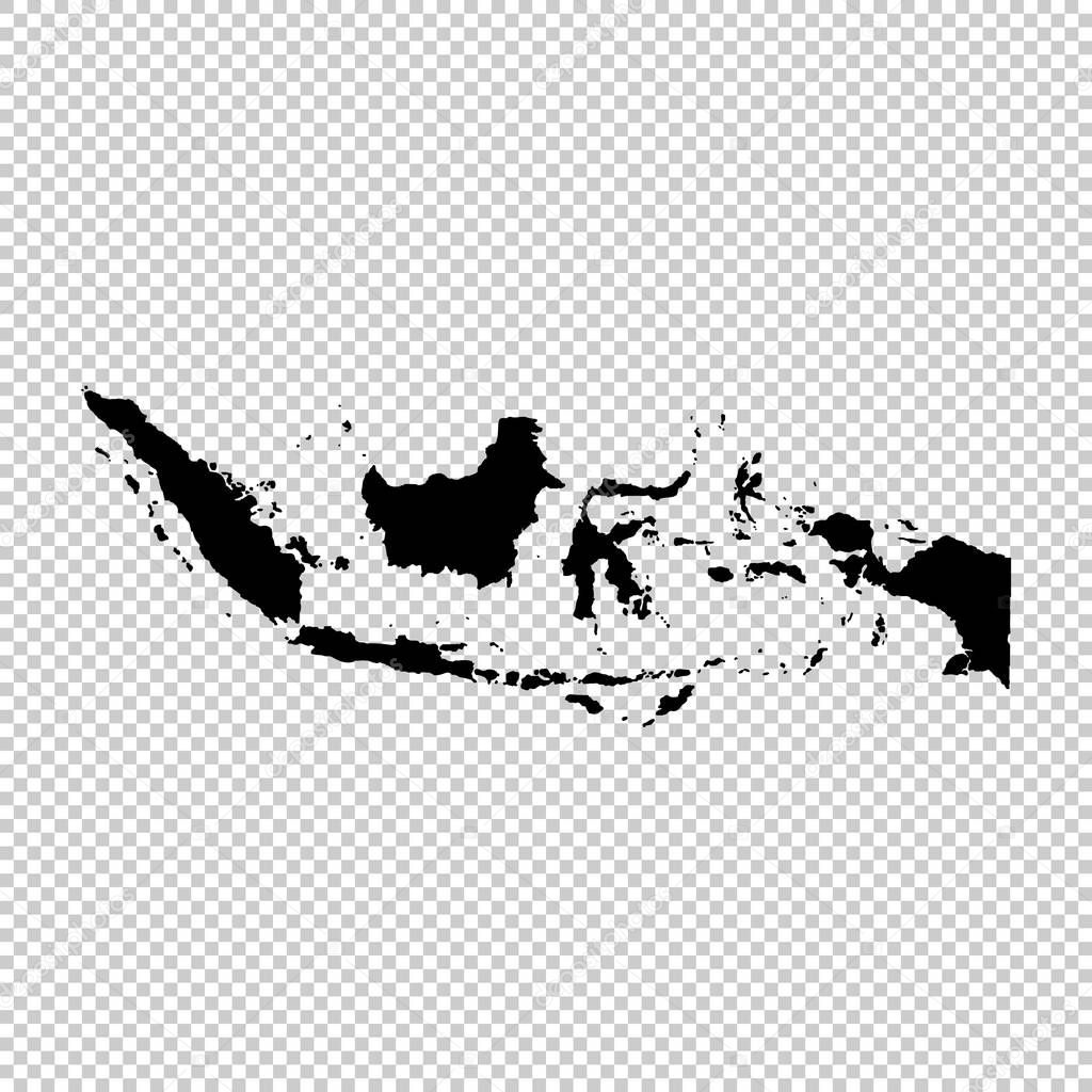 map Indonesia. Isolated Illustration. Black on White background.
