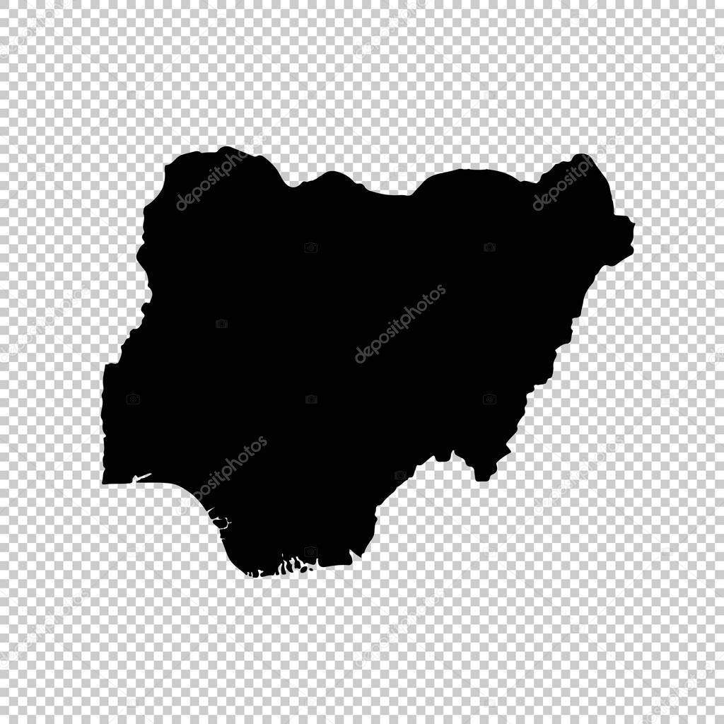 map Nigeria. Isolated Illustration. Black on White background.