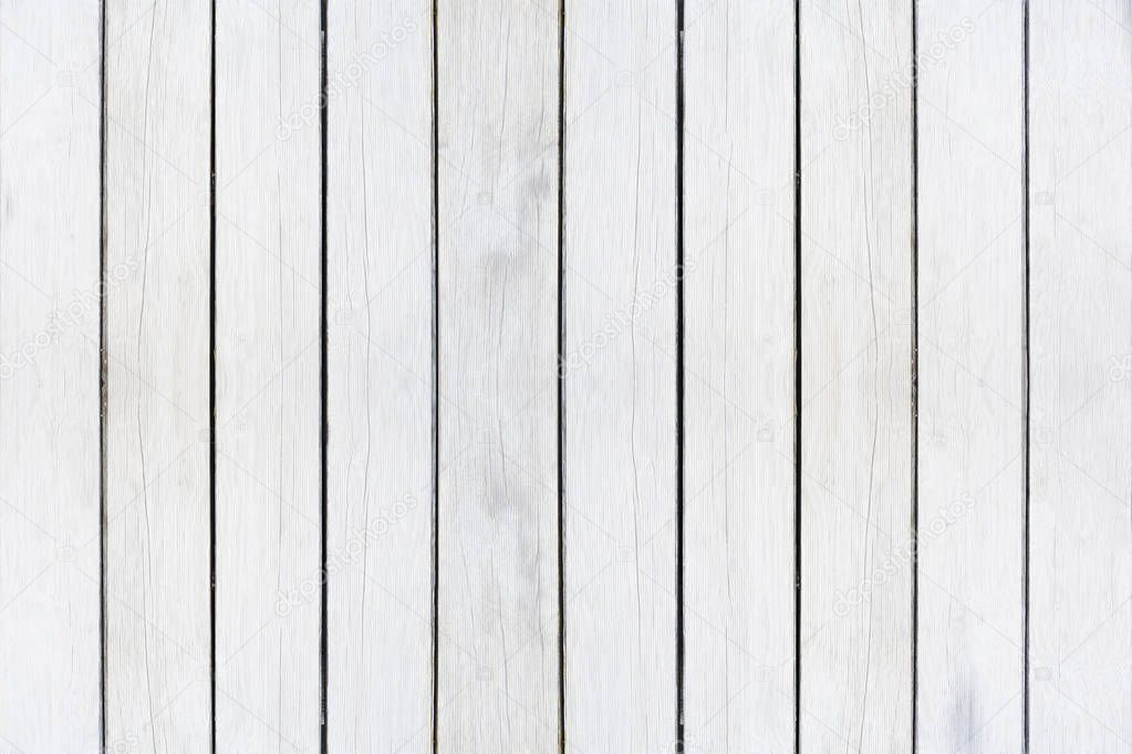 Wood texture background, white wood planks. Grunge washed wooden wall pattern