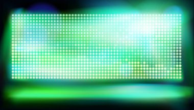 Büyük led projeksiyon perdesi ile sahne. Vektör çizim.