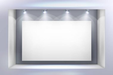 Vitrini. Sergi için boş alanı. Vektör çizim.